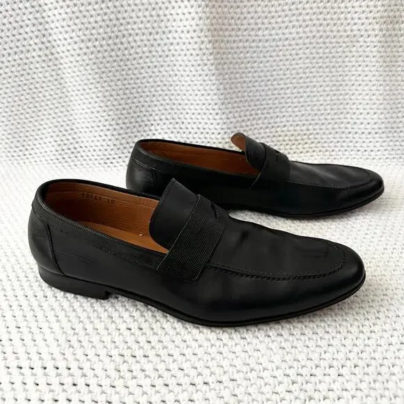 Magnanni MGN Black Leather Almond Toe Penny Loafer Dress Shoes Men 10 - Picture 10 of 10